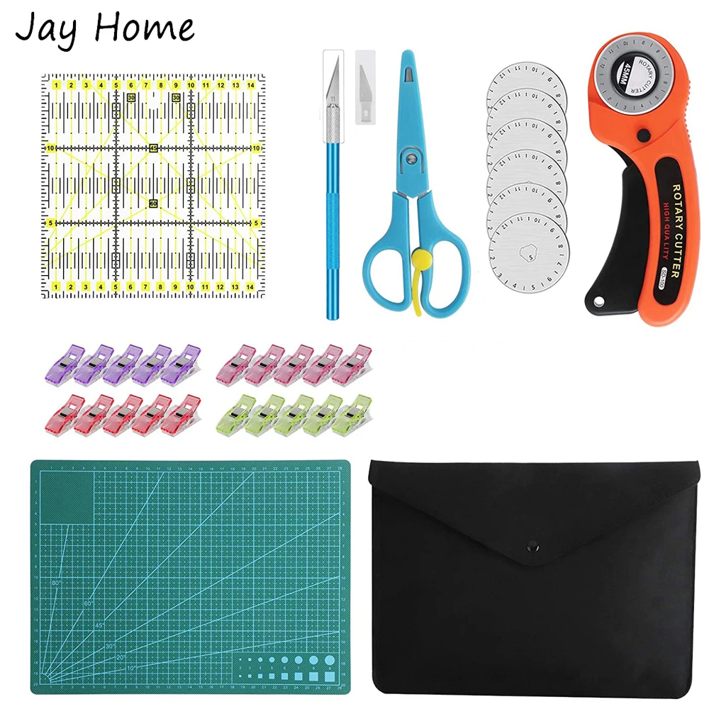 Rotary Cutter Kit with Cutting Mat Patchwork Ruler Carving knife Scissors Sewing Clips for Quilting Leather Sewing Accessories punch rug hooking Needle Arts & Craft