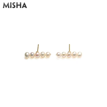 

MISHA NEW Stud Earrings For Women Handmade Natural Pearl Design Earring For Women Girls Gifts High Quality Accessories 2275