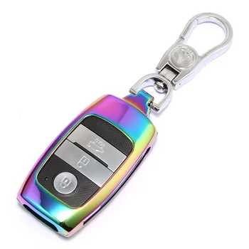 

Car Zin Alloy Key Holder Key Fob Cover Case Shell Chain Key Protection for Kia K3 K3X K4 K5X