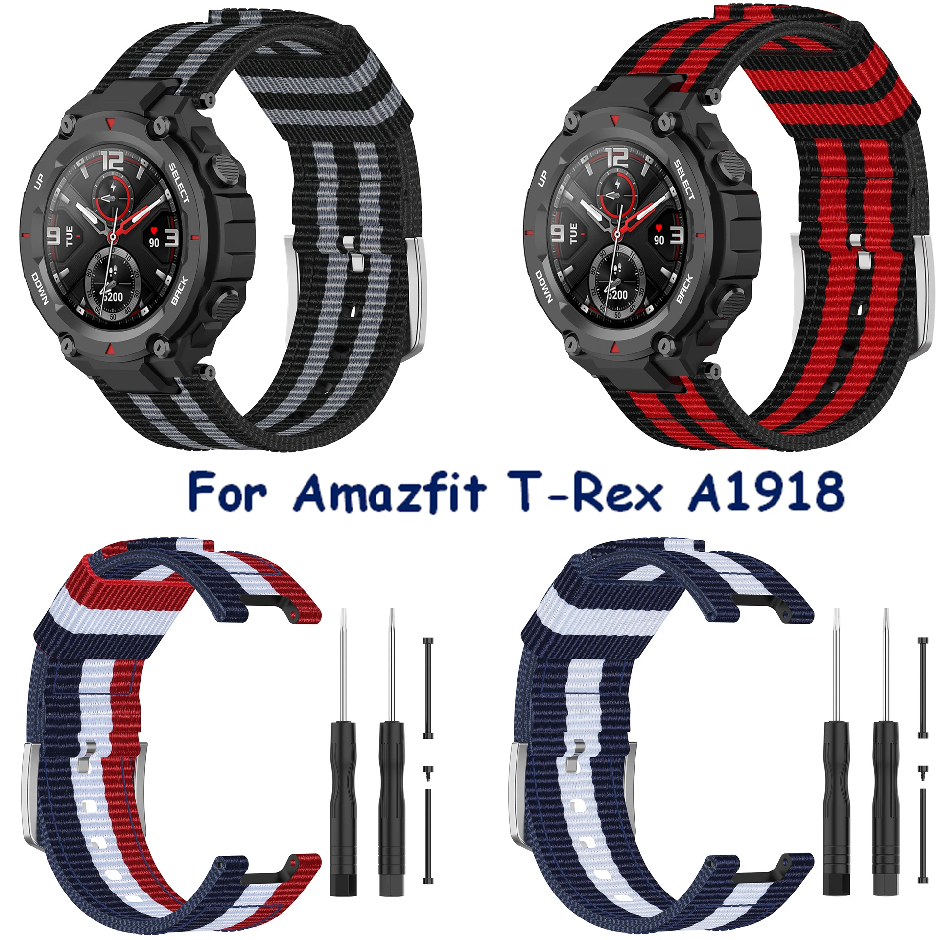 Top Quality Nylon Wrist Bracelet Band for Xiaomi Huami Amazfit T-Rex Replacement Smart Watchband A1918 Strap | Электроника