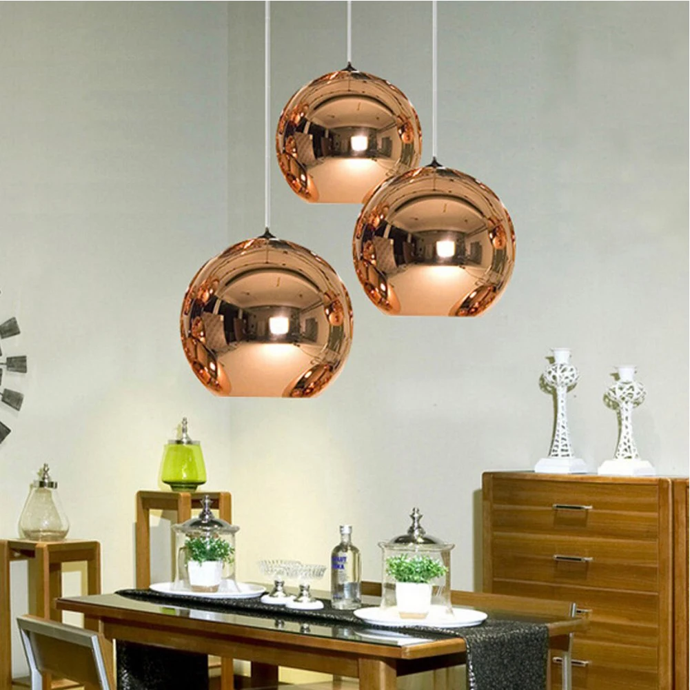 

Mirror Glass Globle Pendant Light Modern Pendant Ceiling Lamps Gold Silver Ball Hanging Lamp for Bar Restaurant Cafe Home Decor