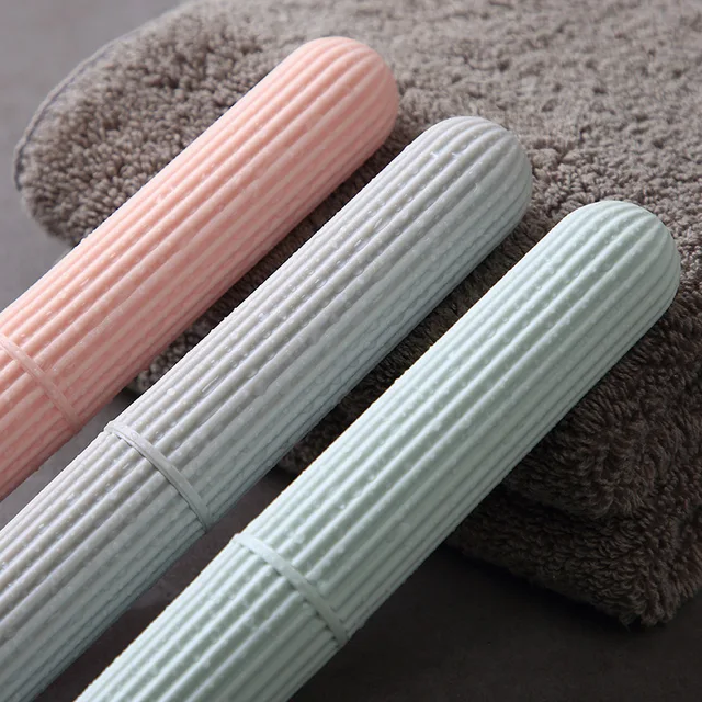 Hordozható Fogkefék Doboz Műanyag Tároló Dobozok Egyszerű Csíkok Utazási Mosó Fogkefe Burkolat - Image 4