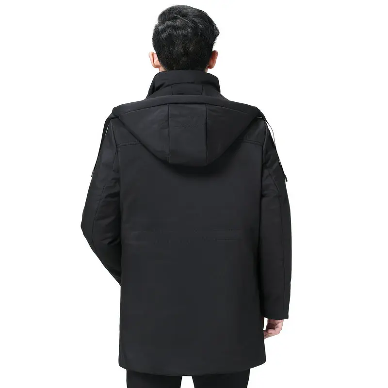 Men Winter Parkas Warm Thick Lightweight Hooded Puffer Basic Coat Man Black Gray Hood Quilted Liner Detachable Jacket Outerwear