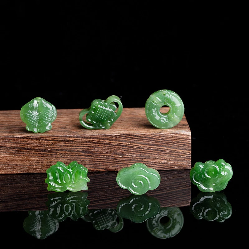 

Натуральный нефритовый нефрит, резной Лотос Ruyi Xiangyun, подвеска в виде китайского узла, аксессуары для украшений «сделай сам»