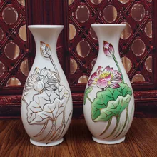 Золотая бутылка лотоса будда зал поставки ваза с Буддой для очистки воды лотоса бутылка поставки Керамические ремесла Ю пинг