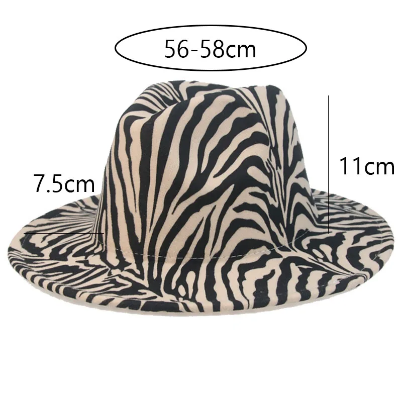 fedora hat women men caps zebra pattern print casual vintage winter hats designed outdoor luxury hats for men sombreros de mujer wool fedora hat