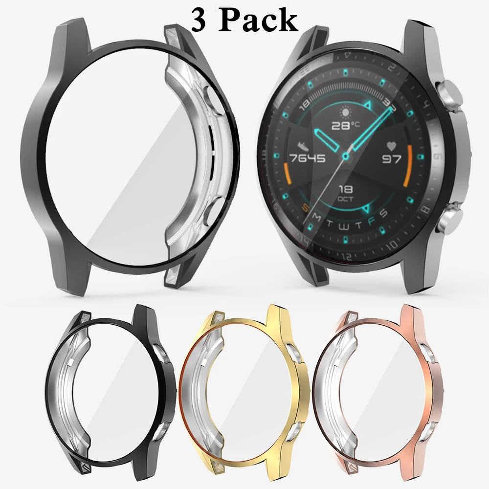 3 пакеты ударопрочный чехол для часов Huawei Watch GT 2 46 мм 42 из мягкого ТПУ с гибкий