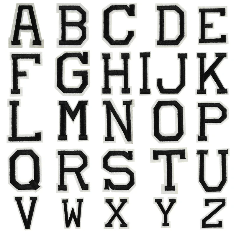 

1pc Black English Letters Embroidered Patch Clothing Hat Number Theme Decals Accessories Embroidery Tape Cloth Business Card
