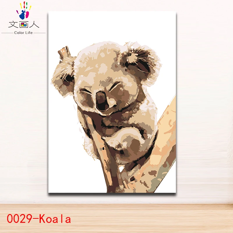 Раскрашивание по номерам смайлики Коала на дереве шреды цифровая масляная