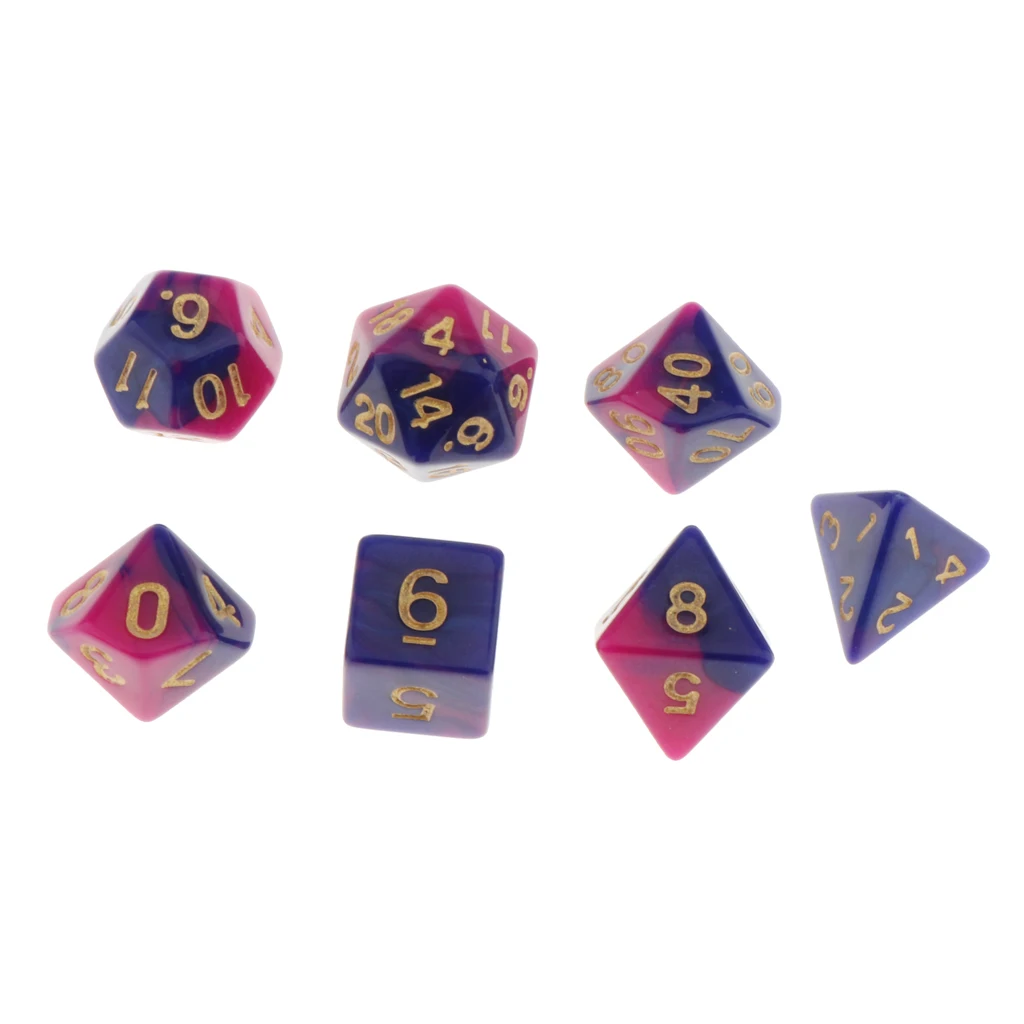 Pack of 7 Polyhedral Dices Table Board Games Party KTV for Dungeon and Dragons Polyhedral Dice Games DND Dice Set Kids Math Toys