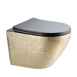 Rose Gold WC Toilette Round Wall Hung Bathroom Toilet Seat Europe Unique Diamond Commercial Washroom Sink