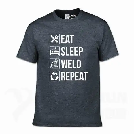 Забавная футболка для сварщика Eat Sleep Weld Repeat, Модная хлопковая Футболка 16 цветов, уличная футболка, топы с короткими рукавами