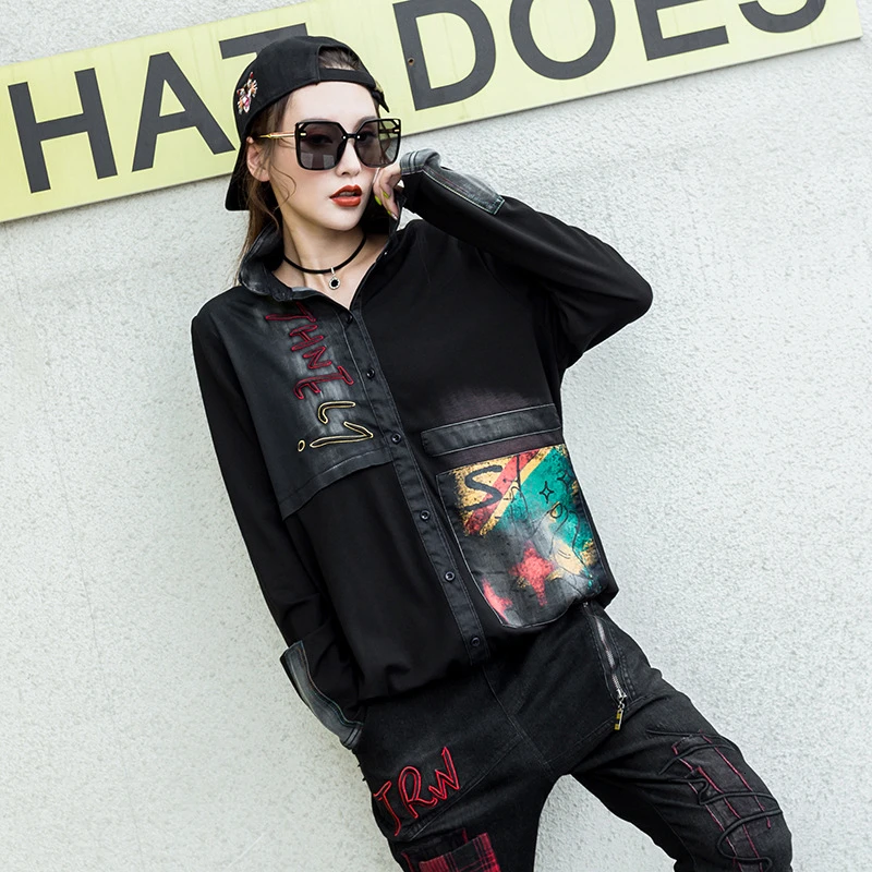  Max LuLu Luxury Korean Brand Streetwear Fashion Ladies Punk Denim Shirts 3d Printed Womens Tops And