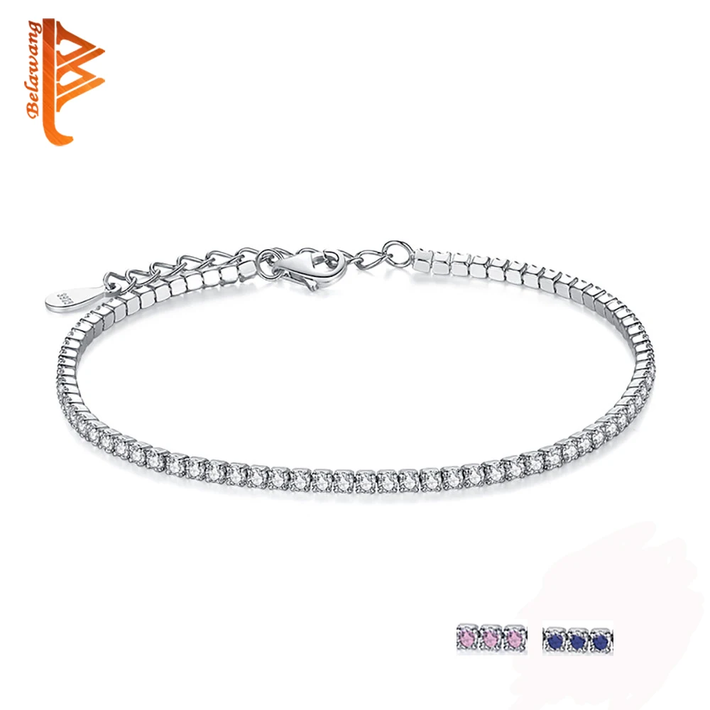 

Authentic 100% 925 Sterling Silver AAA+ Cubic Zircon Thin Chain Bracelet Bangle Luxury Jewelry 16-19CM Women Party Gift
