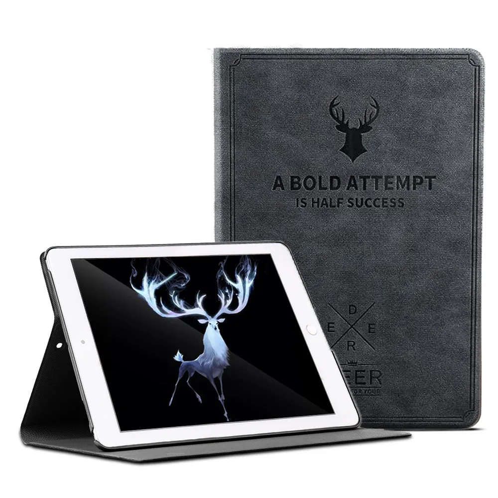 Black Color Для iPad 9,7 чехол A1822 A1893 GOLP из искусственной кожи с принтом в виде оленя Флип смарт-чехол для iPad чехол 5 6th Air 1 Air 2 Чехол - Цвет: Black Color