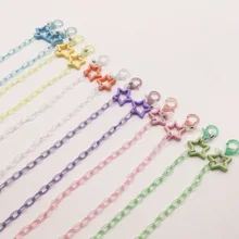 

New Hollow five-pointed Star Pendant Necklace Face Mask Anti-lost Strap Holder Acrylic Chain Necklace Candy Color Eyeglass Chain