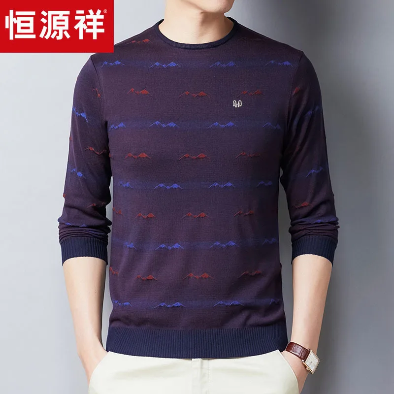 

HYX Genuine Product Spring New Style Stripes T-shirt Long-sleeve Knitwear Base on Clothes Middle-aged Men'S Wear Casual