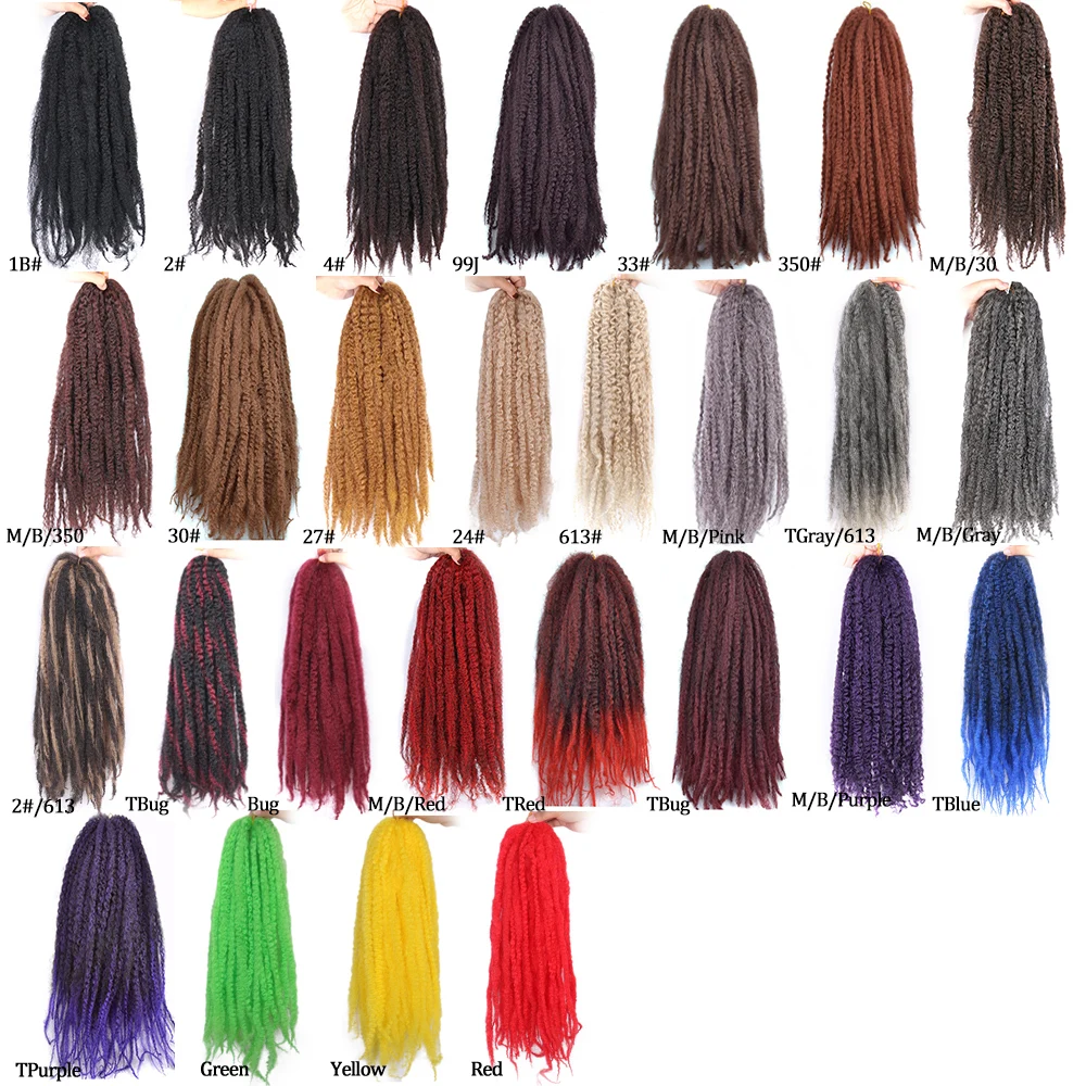 18Inch Synthetic Afro Puff Marley Braids Hair Long Crochet Kinky Curly Hair Wonder Lady Extensions Blonde Grey Red Summer