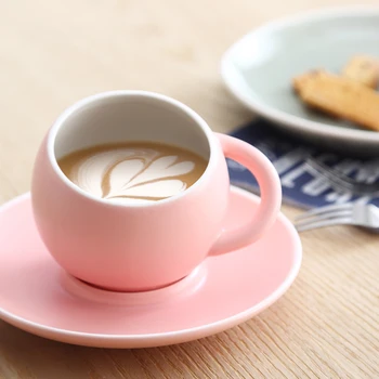 

Creative Typical Coffee Set Colorful Ceramic Matte Coffee Cup and Saucer Drink Milk Juice Cup Set 230ml Lovely Coffee Set
