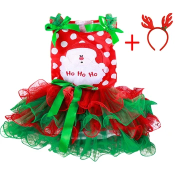 

Red Green Christmas Dress 2-6 Year Princess New Year Party Costume Cartoon Snowman Kids Dresses for Girls Christmas Clothing