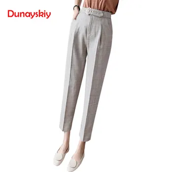 

Ankle Length Formal Office Wear European Sashes Suit Pants Female Front Pleated Pnats Suits 2020 Spring Summer Elegant Trousers