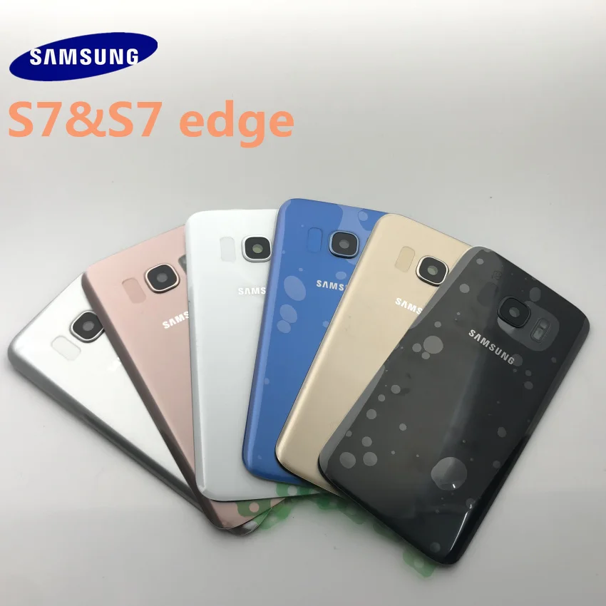 Samsung Galaxy S7 G930 G930F S7 edge G935 задняя крышка батарейного отсека задняя крышка Корпус Запасные части+ Ушная камера стеклянная рамка объектива