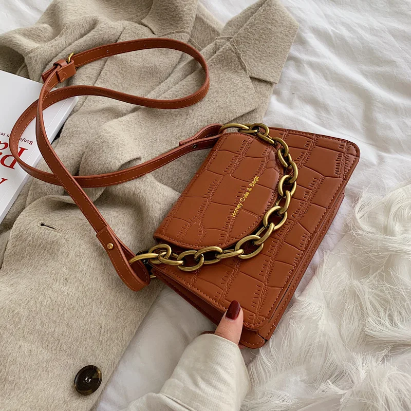 

France Non-mainstream Bag WOMEN'S Bag 2020 New Style Fashion Korean-style Textured Crossbody Bag Chain Fashion Small Square Bag