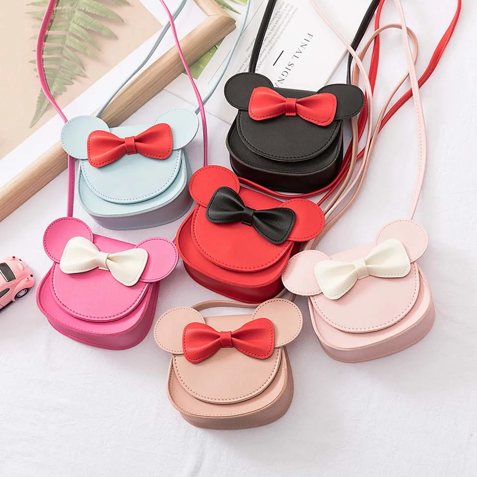 

2020 Girl Coin Purse Handbag Children Wallet Small Coin Box Bag Cute Mouse Bow Kid Money Bag Baby Rabbit Shoulder Bag Purse