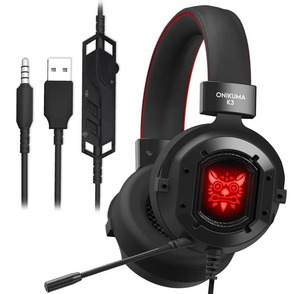 ONIKUMA K3 Stereo Gaming Headset Wired Colorful LED Light Headphones with Microphone for Computer Game PS4 New Xbox One PC