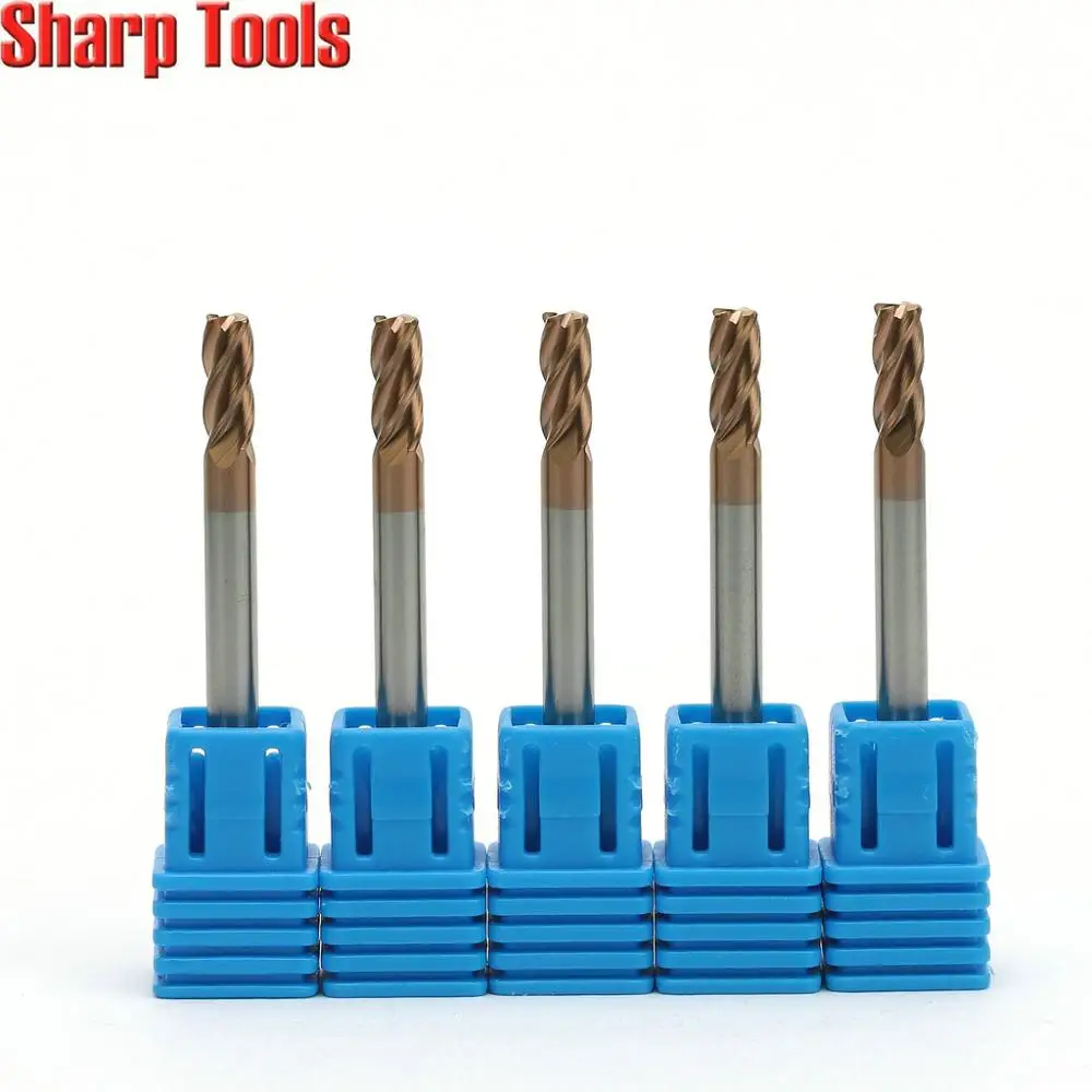 3x3x8mm 55HRC 4 Flute Corner Rounding Milling Cutter Tungsten Carbide