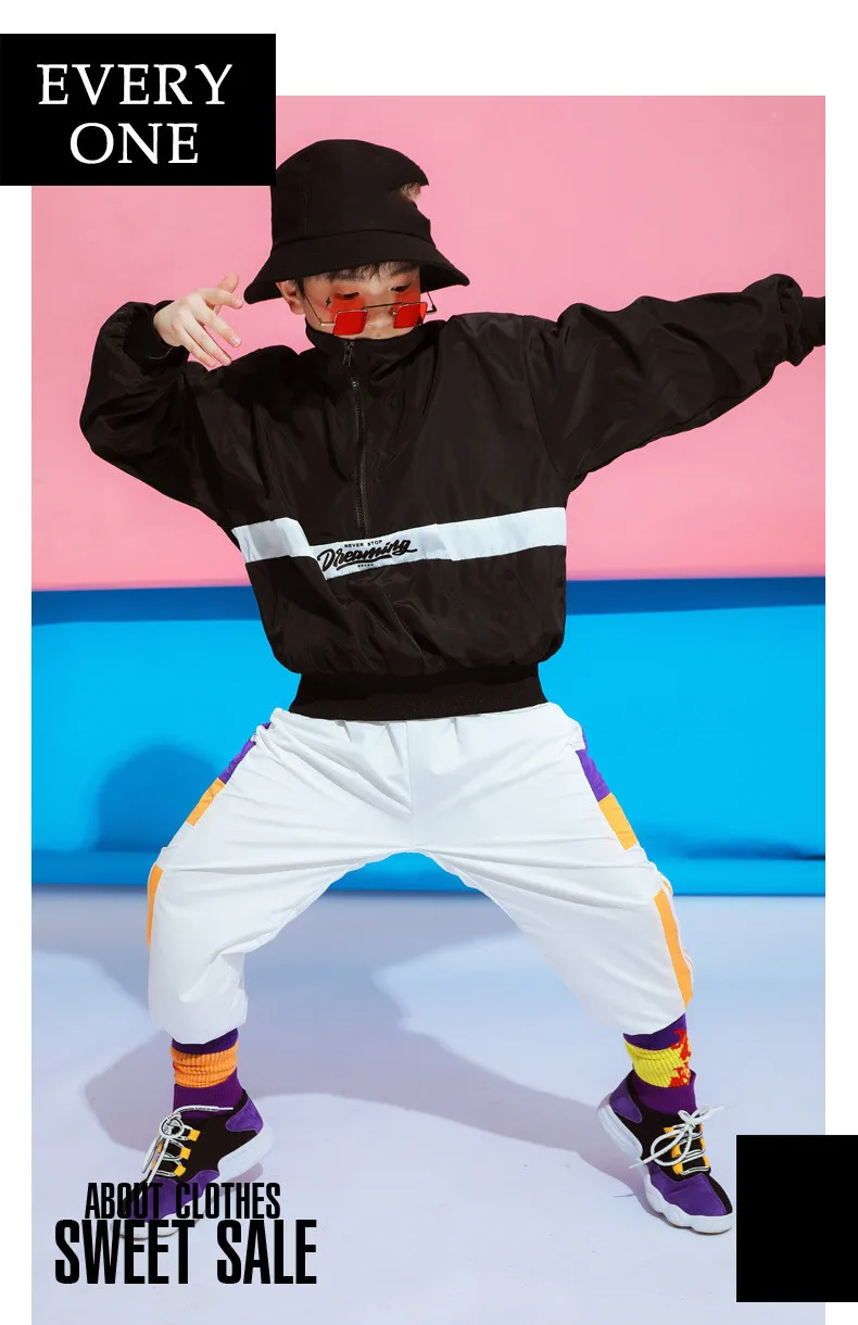 Children's Street Dance Wear Suit Loose Jacket+Pants 2 Piece Set Kids Girls Boys Hip Hop Costumes for Stage Performance 4-18T (10)