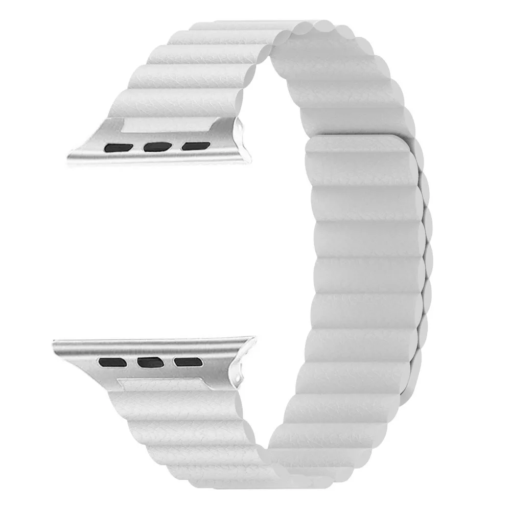 Ремешок из натуральной кожи петлевой для Apple Watch 38 мм 40 мм 42 мм 44 мм для iwatch series 4 3 2 1 Регулируемый магнитный браслет на запястье