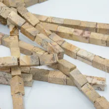 Натуральная старая минеральная пейзажная яшма/камень с рисунком кубические бусины 10x20 мм