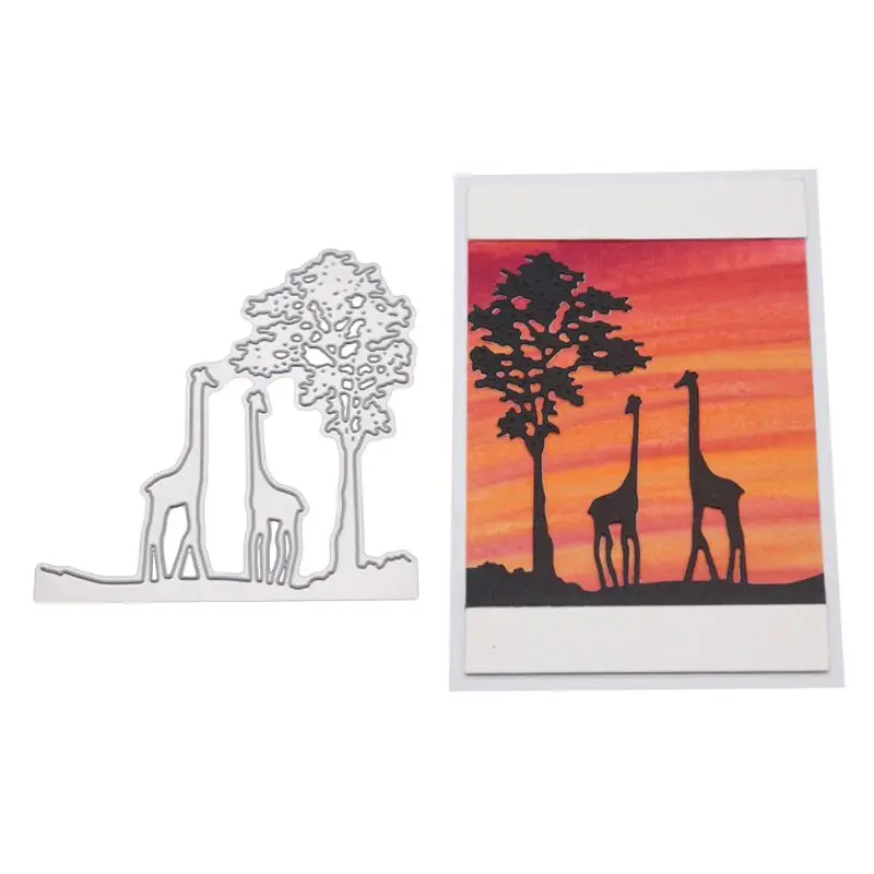 

Giraffe Beautiful Sunset Metal Cutting Dies Stencil DIY Scrapbooking Album Stamp Paper Card Embossing Craft Decor