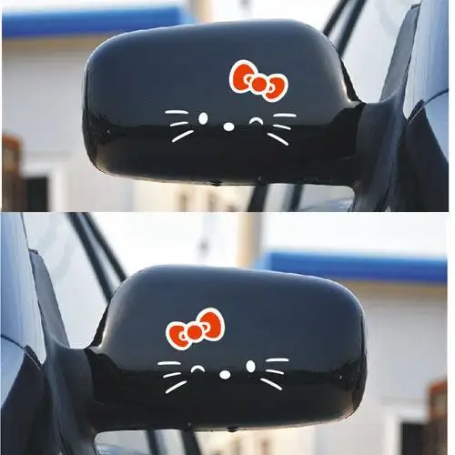 TAKARA TOMY Hello Kitty Car Rearview Mirror Reversing Mirror Car Sticker Personality Cartoon Creative Car Decoration Sticker