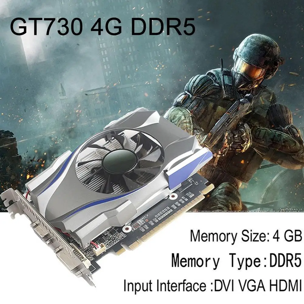 Б/у видеокарта GT730 DDR5 4G 128bit HDMI HD игровая видео Графическая карта, видео-карты для настольный компьютер ПК