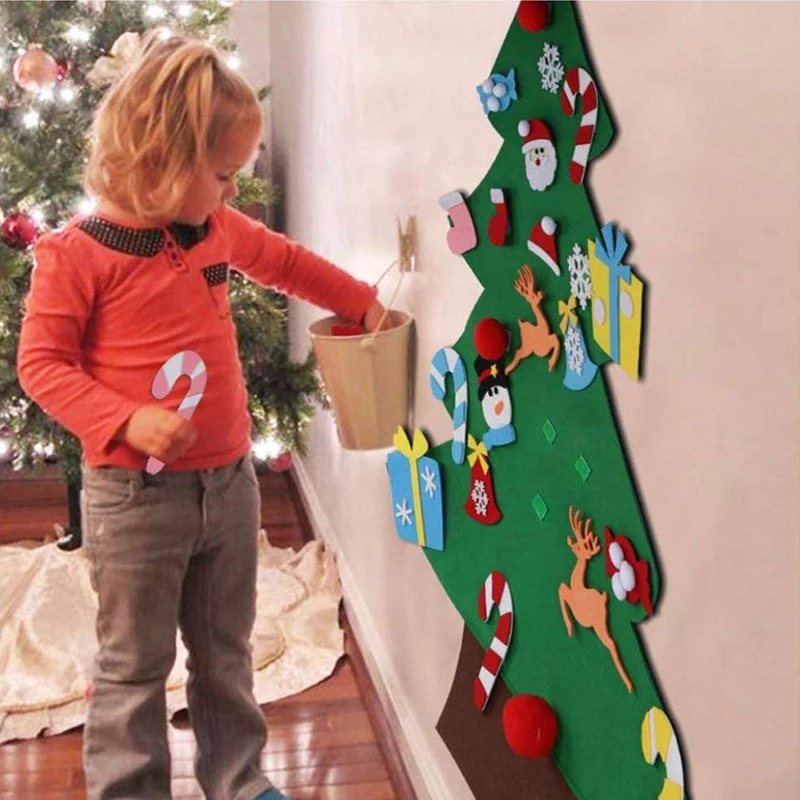

2019 Hot Sale Felt Christmas Tree with Ornaments Toddler New Year Toys DIY Craft Artificial Tree Christmas Decorations for Home