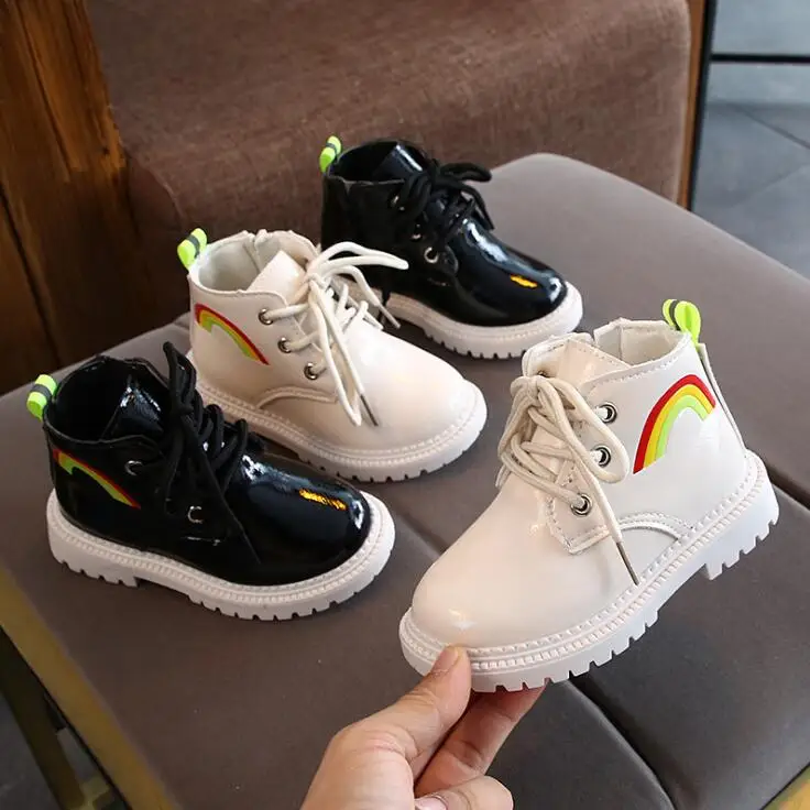 

Autumn Winter Kids shoes Children Rainbow boots Baby Boys Girls shoes Snow boots PU Leather Rain Boot Flats Sneakers