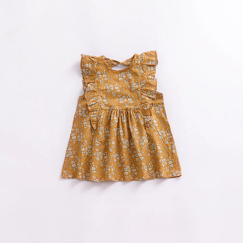 

Retro Girl Floral Print Sleeve Dress Beautiful For Casual Daily Wearing Fashionable Kids Best Birthday Gift