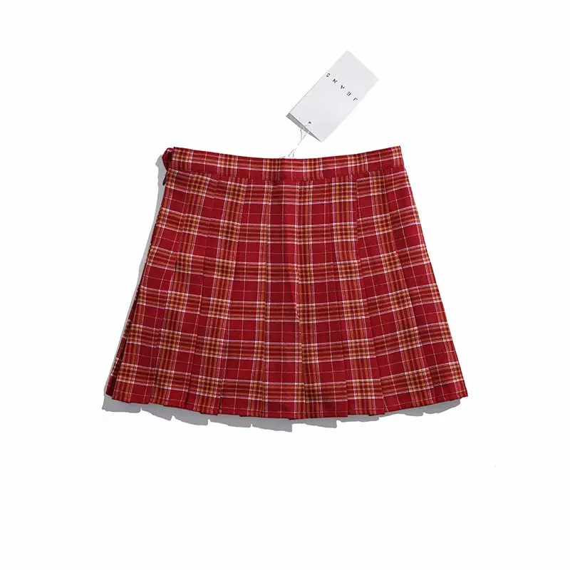 J19 tartan red Bazaleas осень тартан Зеленые Сексуальные плиссированные юбки высокая талия юбки для женщин s Harajuku Женская юбка модная мини-юбка - Цвет: J19 tartan red
