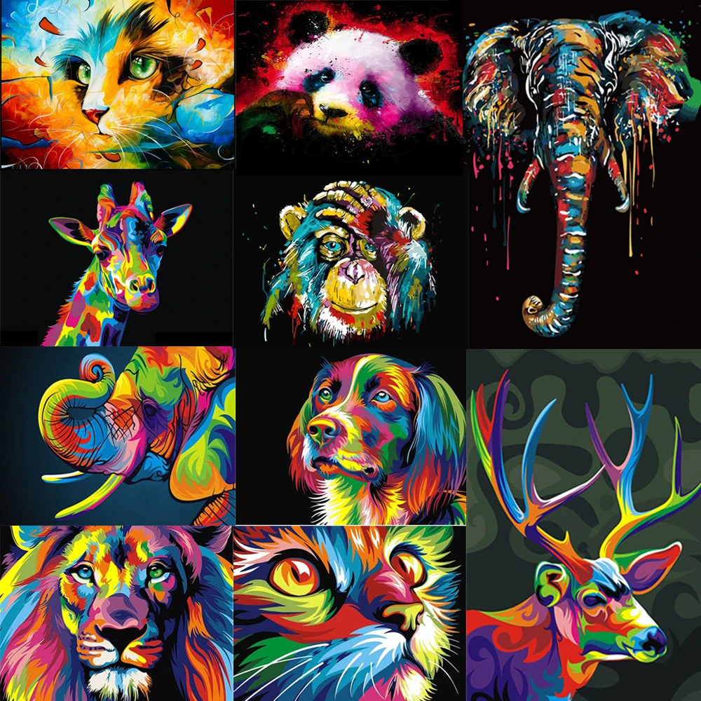 Paints By Numbers Animals Glowing Colorful Pictures Oil Painting By Numbers Frame Gift DIY Coloring By Numbers Canvas Wall Set|Paint By Number| - AliExpress