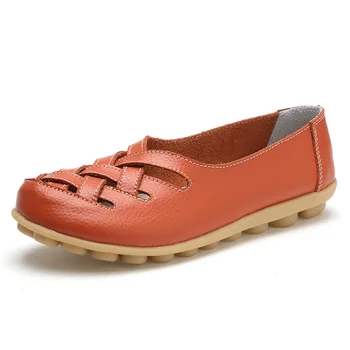 

2020 Summer Women Flats Shoes Woman Genuine Leather Casual Shoes Female Cutout Loafers Ladies Slip On Moccasins Ballerines Flats