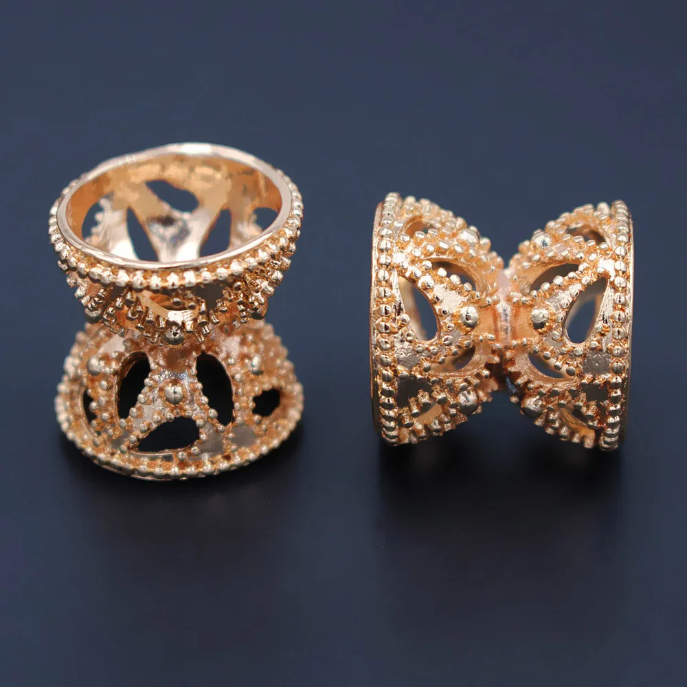 

10pcs Metal Spacer Beads Hollow Ball End Caps Connectors Nigerian African Beads Accessories for Women Men Jewelry Set Making