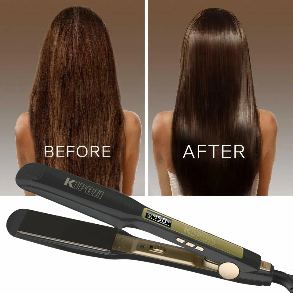 kipozi professional titanium flat iron hair straightener with digital lcd