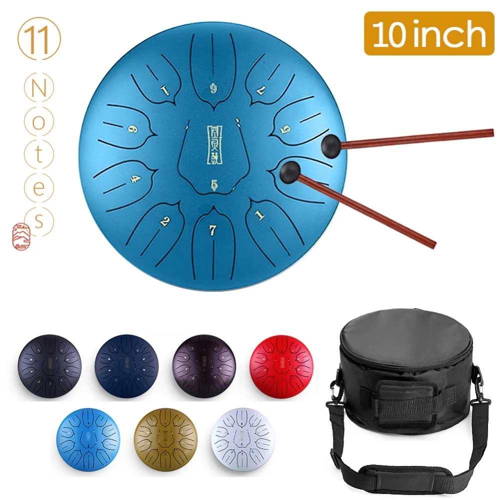 10 дюймов стальной язык барабана Handpan ручные барабаны Major 11 Notes Tankdrum с сумкой