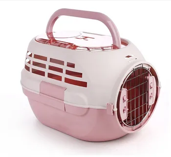 

Cat air box with sunroof Breathable portable out air box Portable travel checked pet air box Plastic travel cat cage backpack