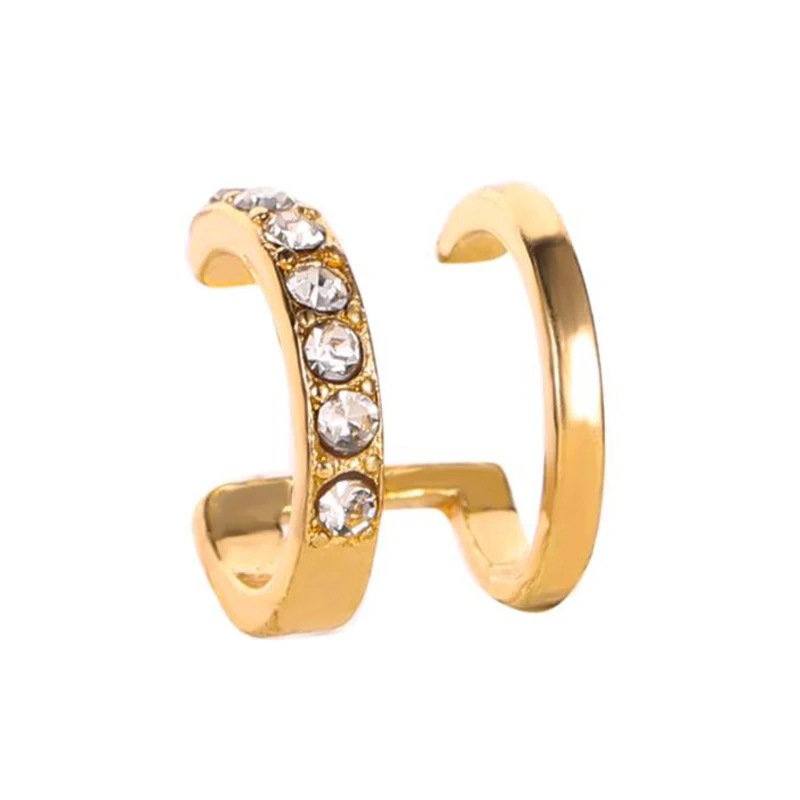 Gold color Женские серьги-манжеты золотого и серебряного цвета, женские маленькие серьги-манжеты с кристаллами, серьги-клипсы, простые клипсы для ушей, трендовые ювелирные изделия, клипсы - Окраска металла: Gold color