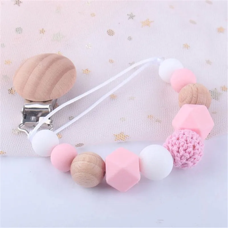 Clips de chupete de silicona para bebé, cuentas de dentición, cadena de chupete soporte para pezones, Clips para chupete, mordedor de juguete, cuentas colgantes de chupete