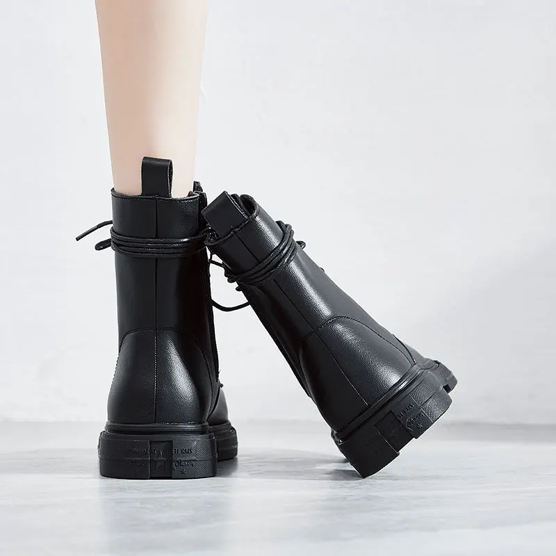 

Black And White with Pattern Martin Boots Women's British-Style 2019 Autumn New Style Students Korean-style Versatile Winter plu