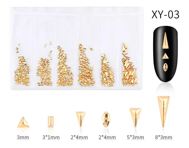PinPai brand 3d metal nail art decoration 10 kinds gold nail jewelry decoration